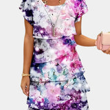 Tamara Λουλουδάτο Φόρεμα από Σατέν με Επίπεδα