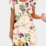 Tamara Λουλουδάτο Φόρεμα από Σατέν με Επίπεδα