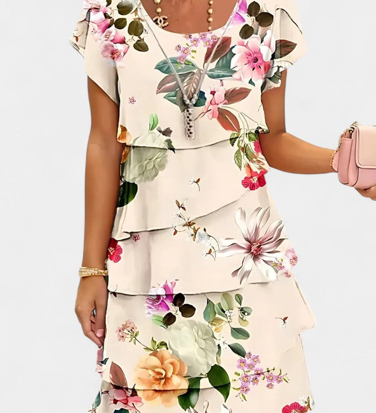 Tamara Λουλουδάτο Φόρεμα από Σατέν με Επίπεδα