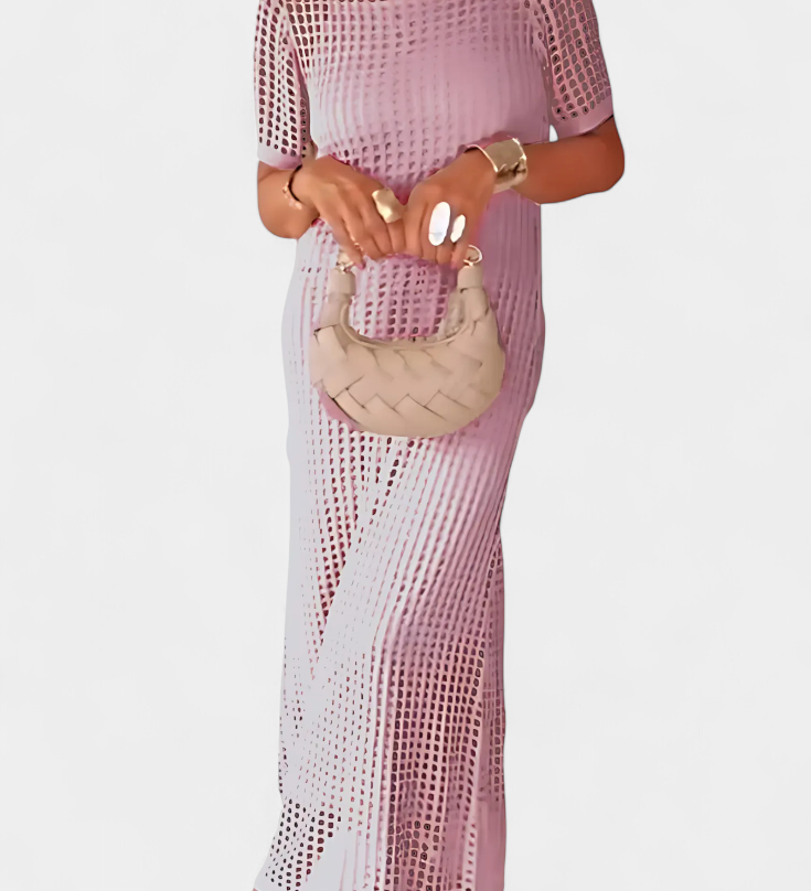 Φόρεμα Δύο Κομματιών Balbina με Λαιμόκοψη και Κοίλες Λεπτομέρειες