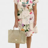 Tamara Λουλουδάτο Φόρεμα από Σατέν με Επίπεδα