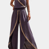 Ντονατίλα Ολόσωμη Φόρμα με Χρυσές Λεπτομέρειες και Ανοιχτό Μπατζάκι