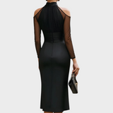 Sanya | Κομψό Σατέν Φόρεμα Midi με Κρύους Ώμους