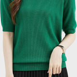 Eureka | 100% Μαλλί Μερινός Μπλούζα Crewneck Μισό Μανίκι