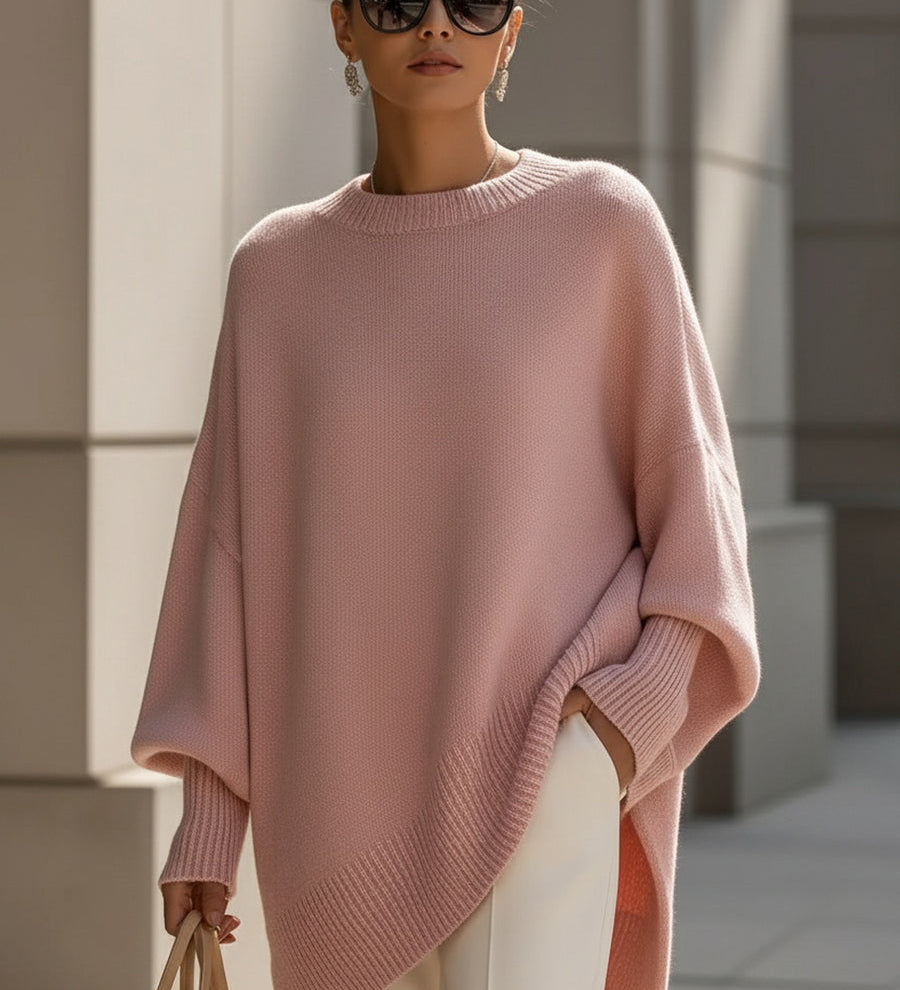 Πλεκτό Πόντσο Πουλόβερ σε Φαρδιά Γραμμή