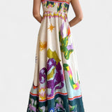 Αρλέν Μίντι Φόρεμα από Λινό Μείγμα με Στάμπα