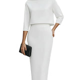 Nina - Σετ Τοπ με Λαιμόκοψη Boat και Μίντι Φούστα (Boat Neck Top And Midi Skirt Set)