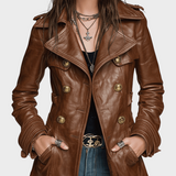 Helga | Vintage Μαύρο Διπλό Μπουφάν από Συνθετικό Δέρμα