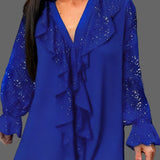 χαλαρά μπλουζάκια μονόχρωμα με βολάν