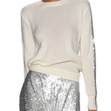 Maya - Γυναικείο Μοντέρνο Casual Σετ με Πλεκτό Τοπ με Στρογγυλή Λαιμόκοψη και Μακριά Φούστα με Πούλιες (Women's Fashionable Casual Round Neck Knitted Top With Sequined Long Skirt Suit)