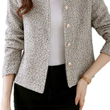 Eleanor - Κομψό Tweed Σακάκι σε Χρώμα του Νυχιού με Φόδρα (Elegant Nail Color Tweed Jacket with Lining)