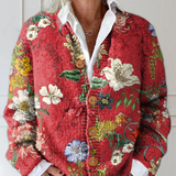 Chloe | Πλεκτή ζακέτα με vintage λουλουδάτο σχέδιο