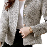 Eleanor - Κομψό Tweed Σακάκι σε Χρώμα του Νυχιού με Φόδρα (Elegant Nail Color Tweed Jacket with Lining)