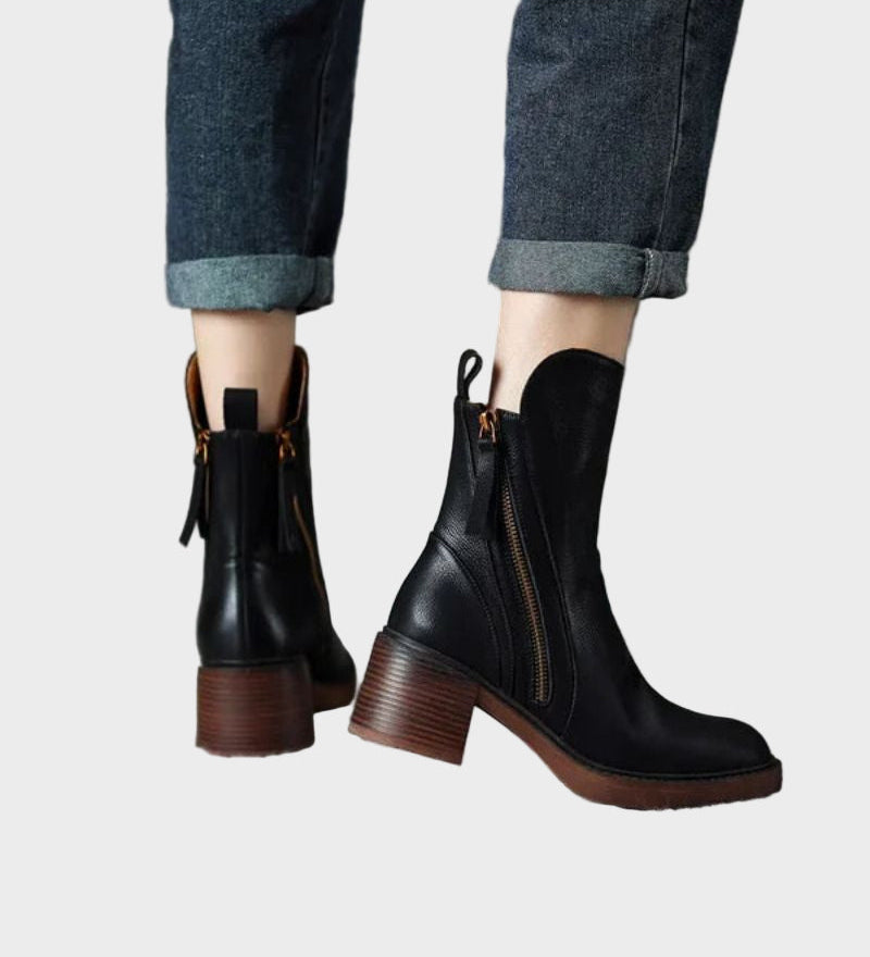 Valorine | Μαύρη δερμάτινη μπότες