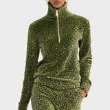 Jessie | Σετ Βελούδινο Τοπ με Στάντ Κολάρο και Φούστα με Λεοπάρ Σχέδιο