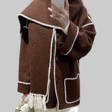 Cora Μεγάλο Μάλλινο Μπουφάν με Κασκόλ