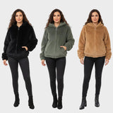 Nancy - Ζακέτα με κουκούλα από φλις teddy με φερμουάρ