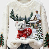 Wyla | Γυναικείο Ρετρό Φανελένιο Τοπ με Χριστουγεννιάτικο Καλλιτεχνικό Τύπωμα Ζώων - Casual