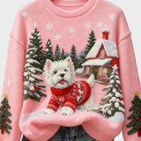 Wyla | Γυναικείο Ρετρό Φανελένιο Τοπ με Χριστουγεννιάτικο Καλλιτεχνικό Τύπωμα Ζώων - Casual