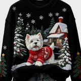 Wyla | Γυναικείο Ρετρό Φανελένιο Τοπ με Χριστουγεννιάτικο Καλλιτεχνικό Τύπωμα Ζώων - Casual