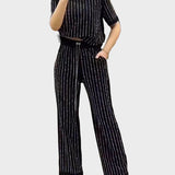 Vivien | Σετ Lounge Δύο Τεμαχίων με Glitter Ρίγες