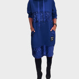 Marieta | Μοντέρνο Φόρεμα με Κουκούλα και Πάτσα