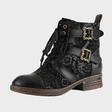 Cerila | Διαχρονικά Κομψά Φλατ Μποτάκια με Φλοράλ Σχέδιο και Κορδόνια