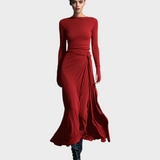 Hera | Γυναικείο Γκρι Εκπληκτικό Ελαστικό Μίγμα Υφάσματος Φορεμα - Κορδόνι Maxi Φόρεμα MDA1401H9I