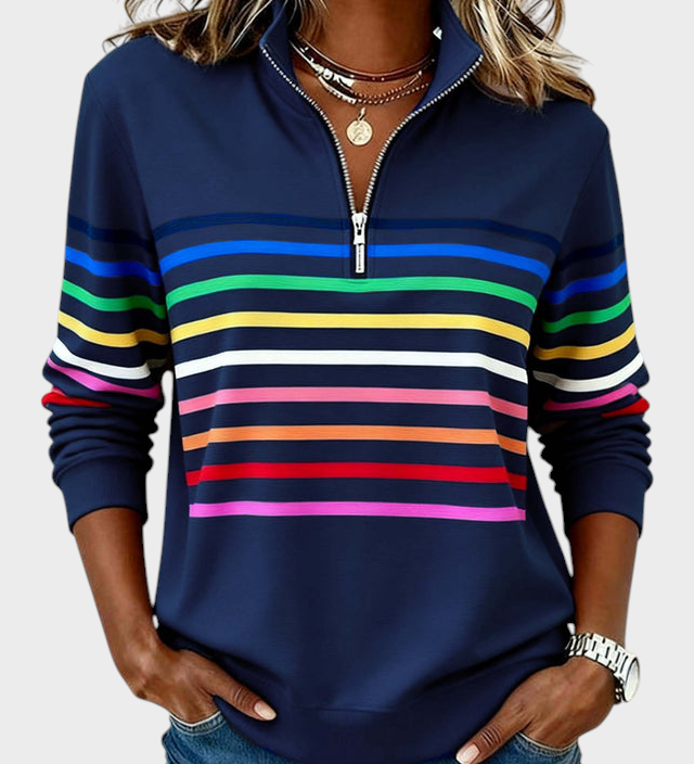 Marlen | Μπλούζα με Μισό Φερμουάρ και Ουράνιο Τόξο