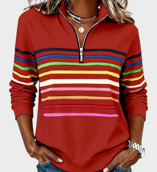 Marlen | Μπλούζα με Μισό Φερμουάρ και Ουράνιο Τόξο