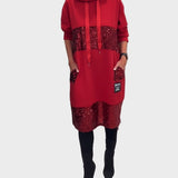 Marieta | Μοντέρνο Φόρεμα με Κουκούλα και Πάτσα