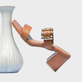 Holly - Πέδιλα ταμπά με διπλό λουράκι και αγκράφες