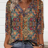 Tabbs | Ρετρό Εμπριμέ Μπλούζα με V Λαιμόκοψη (Retro Printed Blouse V-Neck)