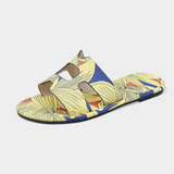 Berenice Πολύχρωμα φλατ σανδάλια με τροπικό στάμπα