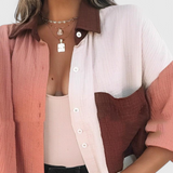 Μπλούζα Juniper με Κουμπιά και Σχέδιο Color Block