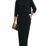 Nina - Σετ Τοπ με Λαιμόκοψη Boat και Μίντι Φούστα (Boat Neck Top And Midi Skirt Set)