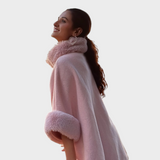 Zendie | Πολυτελή Χειμωνιάτικα Κάπες με Λεπτομέρειες από Γούνα σε Ροζ