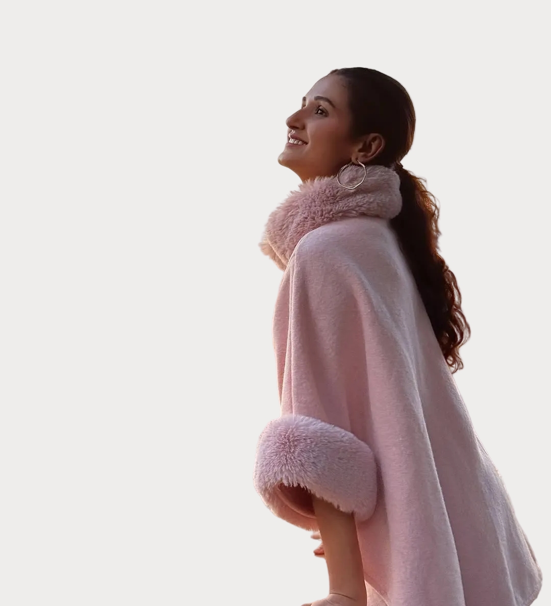 Leilany | Πολυτελή Χειμερινά Κάπες με Λεπτομέρειες Από Γούνα σε Ροζ