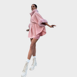 Zendie | Πολυτελή Χειμωνιάτικα Κάπες με Λεπτομέρειες από Γούνα σε Ροζ