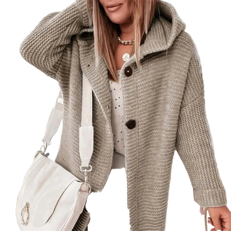 Lin - Γυναικεία Πολυτελής Πλεκτή Ζακέτα με Κουκούλα (Women’s Luxury Hooded Sweater Cardigan)