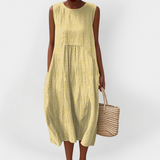 Κομψό Αμάνικο Φόρεμα από Βαμβάκι με Τσέπες