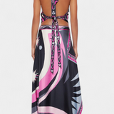 Ciana Σατέν Σετ με Αφηρημένη Φούστα και Τοπ Halter