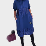 Marieta | Μοντέρνο Φόρεμα με Κουκούλα και Πάτσα