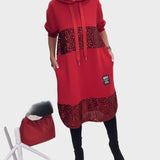 Marieta | Μοντέρνο Φόρεμα με Κουκούλα και Πάτσα