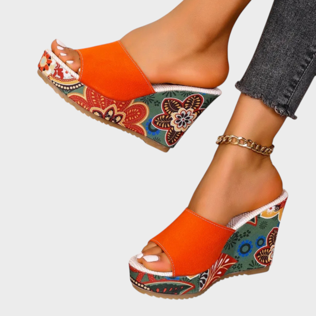 Leanna | Βελούδινο Σανδάλι Wedge Boheme