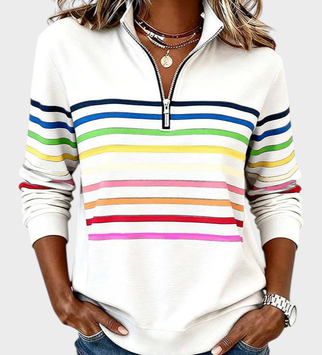 Marlen | Μπλούζα με Μισό Φερμουάρ και Ουράνιο Τόξο