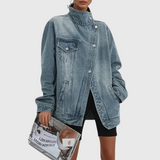 Ιάσμη – Γυναικείο Τζιν Μπουφάν με Χαλαρή Εφαρμογή