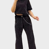 Vivien | Σετ Lounge Δύο Τεμαχίων με Glitter Ρίγες