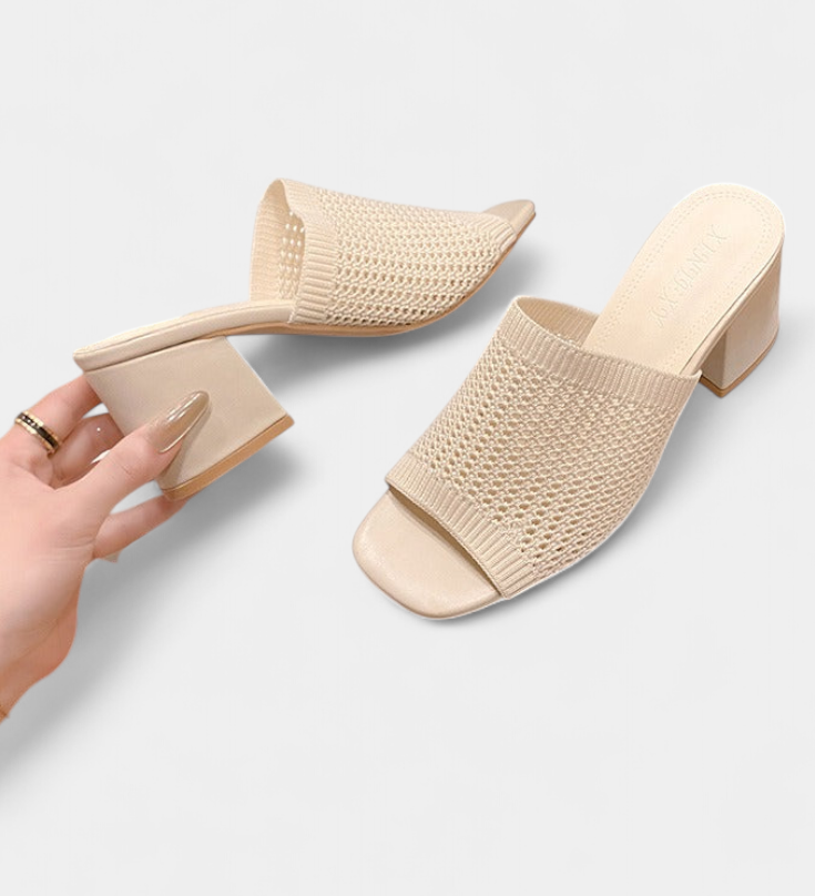 Christy Σανδάλια με τετράγωνο δικτυωτό τακούνι