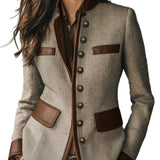 Clarine – Κλασικό Σακάκι με Όρθιο Γιακά και Κουμπιά (Classic Stand-Collar Button Blazer Coat)